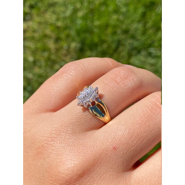 Silver The Crisanto: Ladies Contemporary Two Tone Diamond Cluster Cocktail Ring For Sale - Image 8 of 9