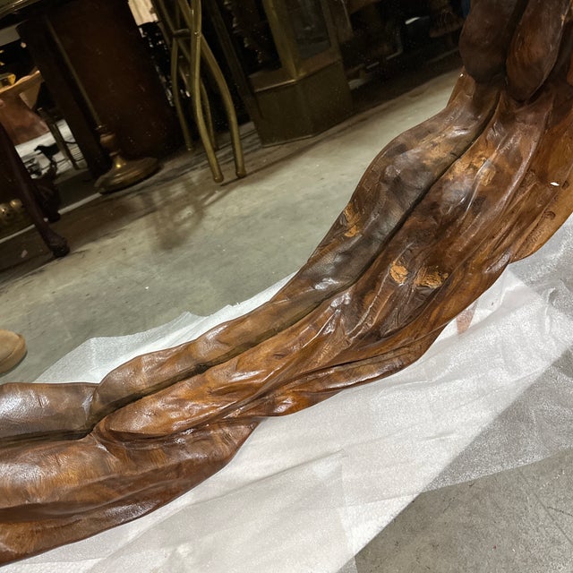 Wood 1970s Large Octopus Mirror Hand Carved Wood For Sale - Image 7 of 11