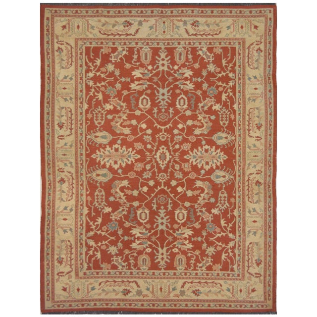 Genuine handwven Sumack rug from Kashmir. This flat woven rug features an all-over decorative design and it is made of...
