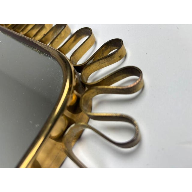 Brown Brass Mirror in the style of Josef Frank, 1950s For Sale - Image 8 of 16