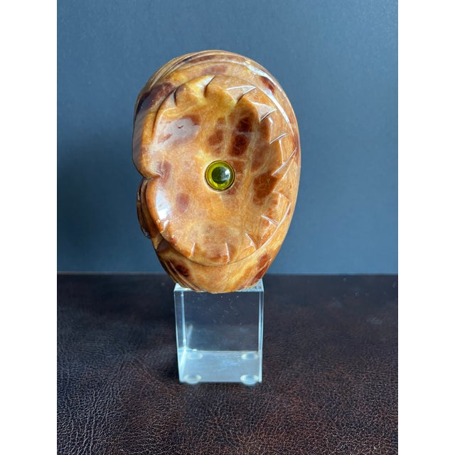 Vintage MCM Carved Alabaster Owl on Lucite Stand For Sale - Image 10 of 12