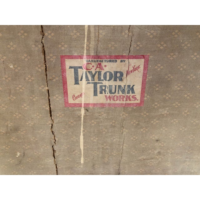 Wood Antique C a Taylor Trunk Works Steamer Trunk For Sale - Image 7 of 15