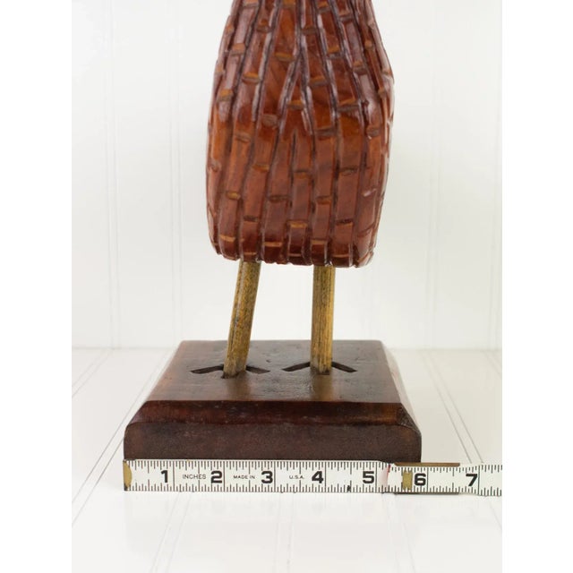 1985 Johnny Wyres "Hen Pheasant" Hand Carved Wooden Folk Art Bird For Sale - Image 11 of 13