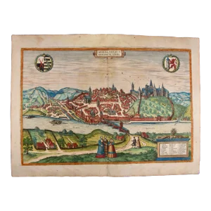 Meissen, Germany: A 16th Century Hand-Colored Map by Braun & Hogenberg, 1575