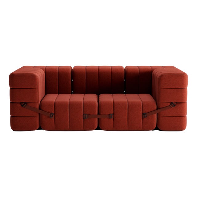 Curt Modular Set - Flexible 2-Seater with Armrests - Dama - 0058 (Red) by Ambivalenz, Set of 7 For Sale