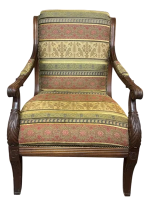 Vintage Ethan Allen “Roma” Acanthus Carved Living Room Lounge Chair