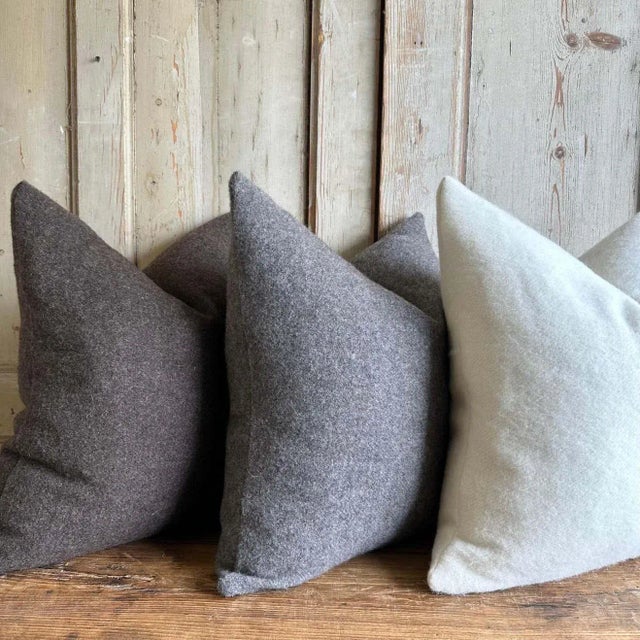 Metal Custom Made Coco Brown Alpaca Wool Accent Pillow With Insert For Sale - Image 7 of 8