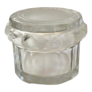 Vintage Lalique Birds Crystal Powder or Trinket Box Made in France For Sale