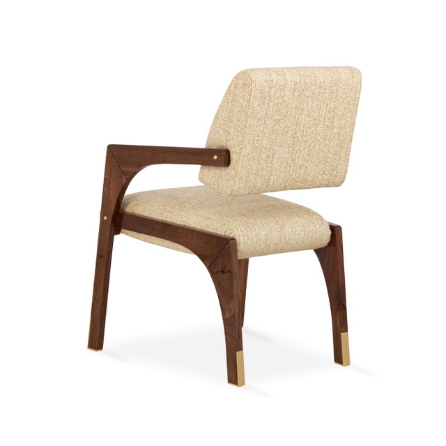 Contemporary Arches Dining Chair in Tweed and Walnut from Insidherland For Sale - Image 3 of 4