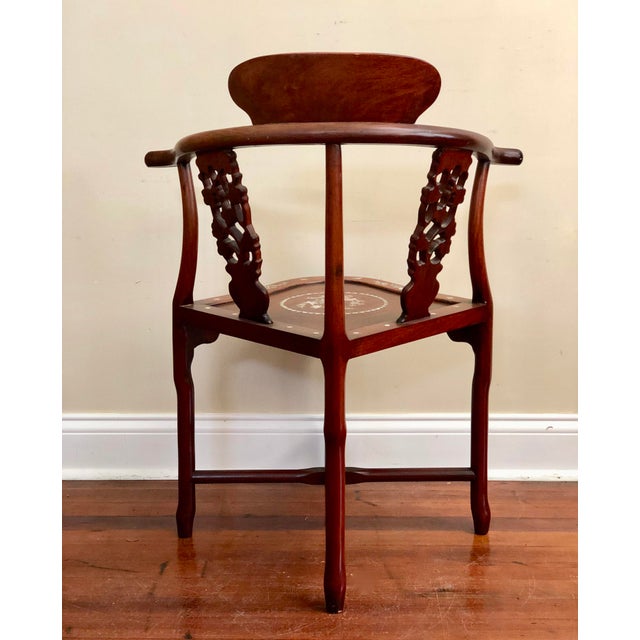 1930s Vintage Hand Carved Rosewood Corner Chair Chairish