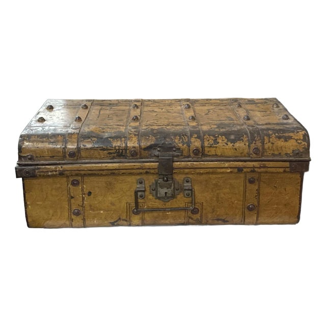 Early 20th Century Goldenrod Metal Luggage From India For Sale