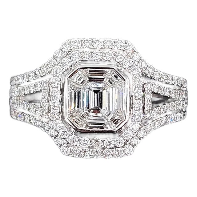 2.15 Ct Diamond Cluster Ring, Size 7 For Sale