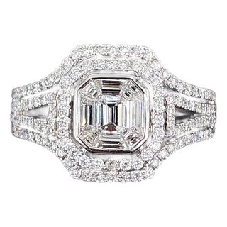 3.50 Ct Diamond Cluster Ring, Size 7 For Sale