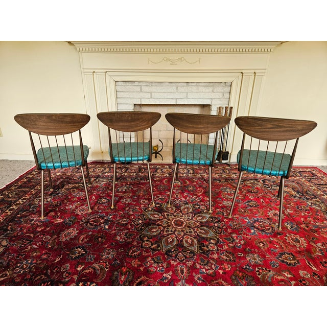 Contemporary A Set of Four 1960s Chromcraft Mod Atomic Dining Chairs For Sale - Image 3 of 9