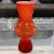 Vintage Red/White Cased Glass Scandinavian Hooped Vase, Eames Era 9” x 4”