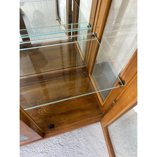 1980s Henredon Scene One Oak Lighted Curio Cabinet For Sale - Image 10 of 12