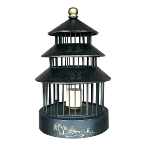 Vintage Asian Chinoiserie Pagoda Bird Cage Lantern
