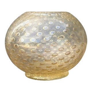Vintage Gold Flecked Glass Bowl After Murano For Sale