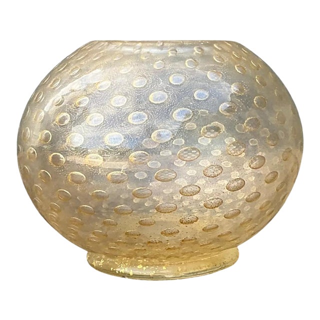 Vintage Gold Flecked Glass Bowl After Murano For Sale