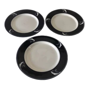 Vintage Dansk International Nr Japan Indigo "Flora" Luncheon Plates S/3