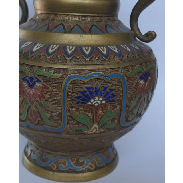 Metal Vintage Japanese Champleve Vase For Sale - Image 7 of 9
