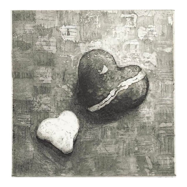 1990s Rosemary Ladd Heart Etching For Sale