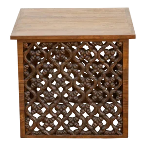 Mid-Century Style Carved Jali Floral Table