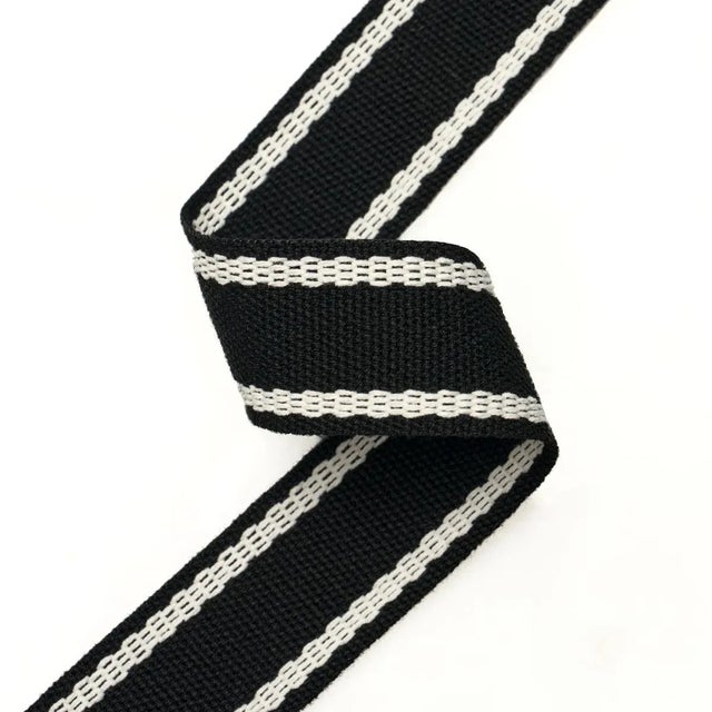 Contemporary SAMPLE - Schumacher Sullivan Tape Narrow Indoor/Outdoor In Black For Sale - Image 3 of 4