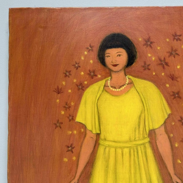 Makoto Igarashi, Flower Girl, 1980s, Oil on Canvas For Sale - Image 6 of 9