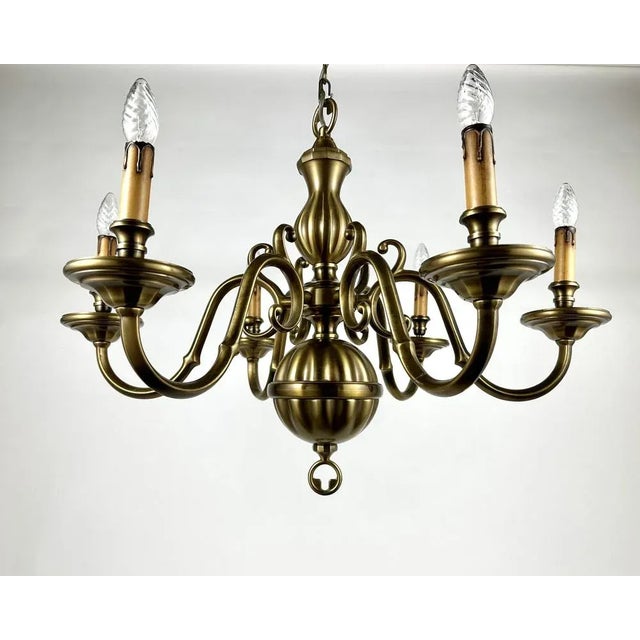 Large Vintage Chandelier in Gilt Bronze by Deknudt Belgium, 1970s For Sale - Image 3 of 10