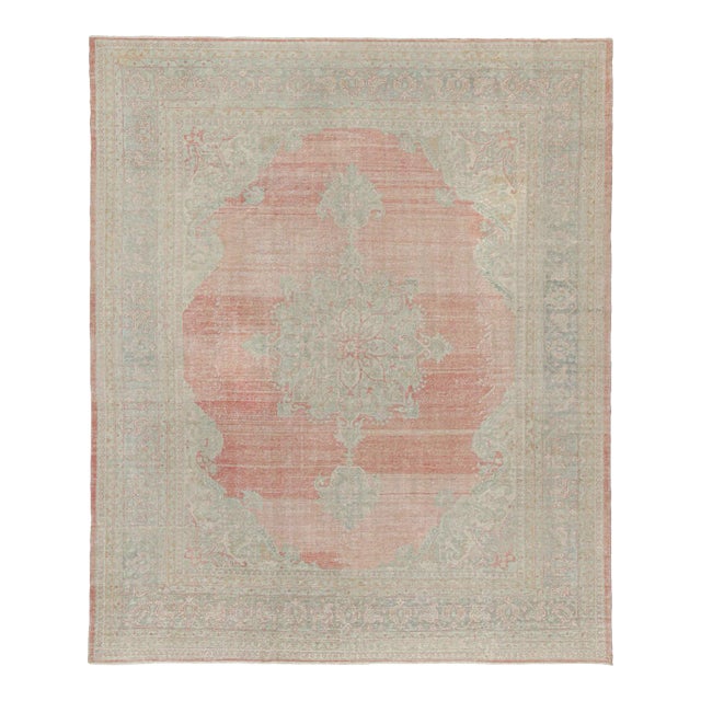 Vintage Persian Rug in Red With Teal Medallion Pattern by Rug & Kilim For Sale