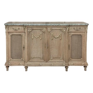19th Century Louis XVI Stripped Oak and Ormolu Marble Top Buffet For Sale