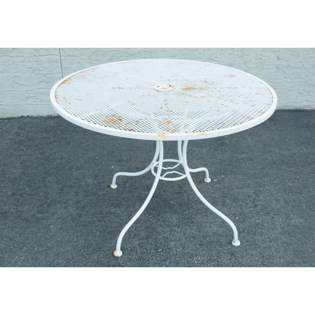 Traditional Vintage Wrought Iron Round Patio, Garden Dining Table For Sale - Image 3 of 13