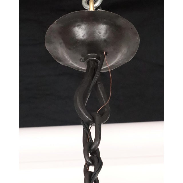 Mid 20th Century Restored Gothic Black Wrought Iron Chandelier For Sale - Image 9 of 9