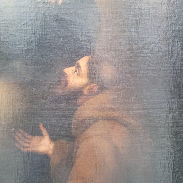 After Murillo, Vision of Saint Francis of Assisi at the Porziuncola, 19th Century, Oil on Canvas For Sale - Image 15 of 18