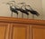 Group of Egrets Large Metal Sculpture on Black Pedestal. A large piece that can displayed on buffet or mantle.