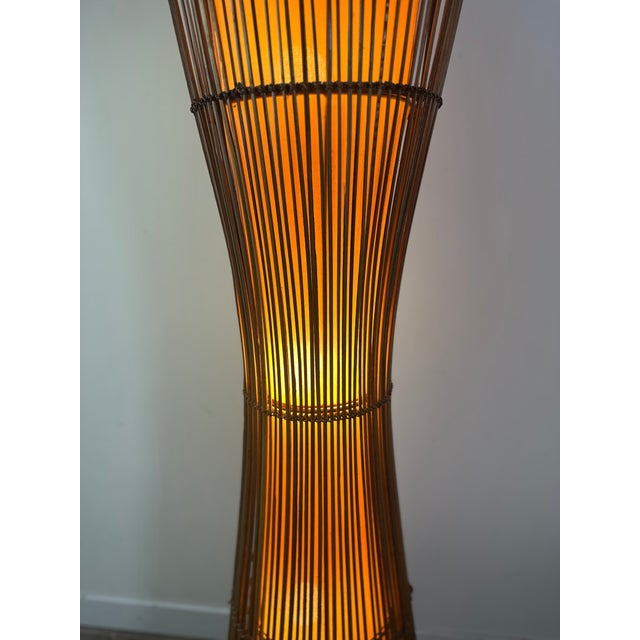 Black Kobe Floor Lamp in Metal and Rattan, 1990s For Sale - Image 8 of 16