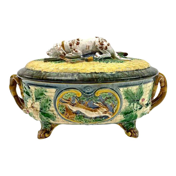 Antique Majolica Dog & Game Minton Tureen Chairish