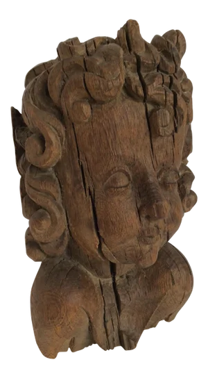 Flemish Carved Oak Cherub Head, 17th Century