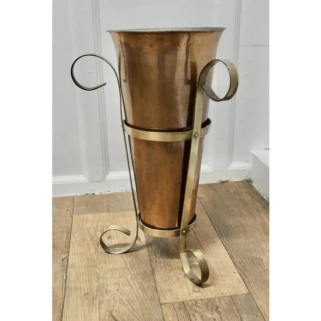 Arts and Crafts Copper and Brass Umbrella Stand For Sale - Image 5 of 7