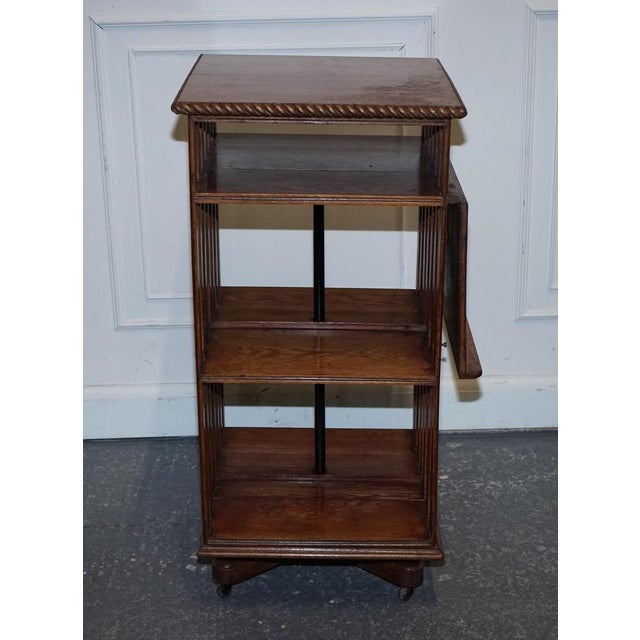 Antique Oak Revolving Bookcase with Folding Reading Stand For Sale - Image 4 of 18