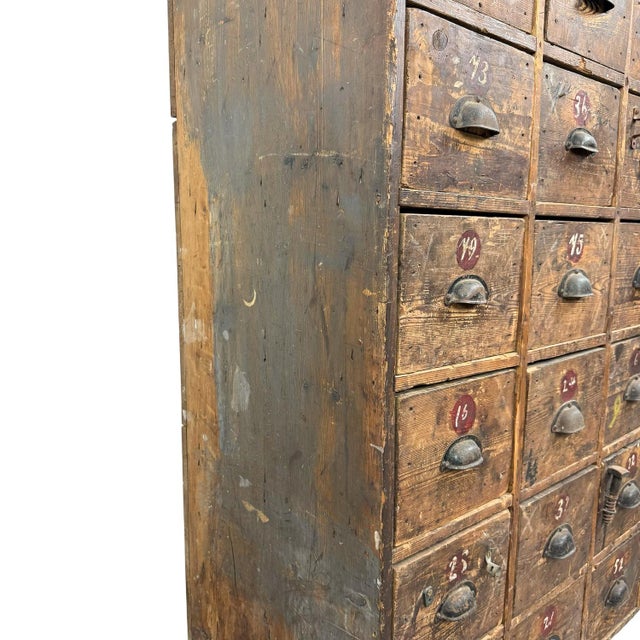 Large Antique Industrial Bank of Drawers with 48 Drawers, 1920s For Sale - Image 12 of 18