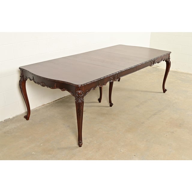 Romweber French Provincial Louis XV Mahogany Extension Dining Table, Newly Refinished For Sale - Image 13 of 13