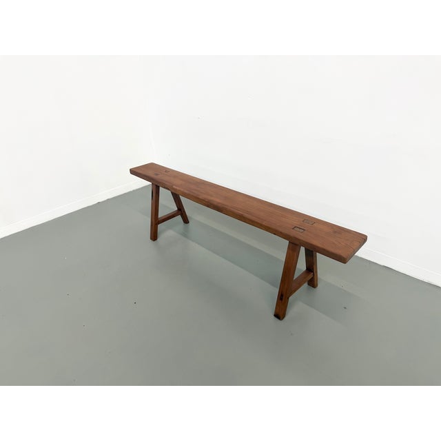 Vintage Walnut Bench, 1950s For Sale - Image 13 of 18