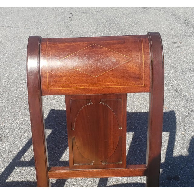 19th Century George Jacob Continental Brass Inlaid Mahogany Side Chairs, a Pair For Sale - Image 4 of 12