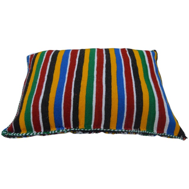 Vintage Moroccan Colorful Diamonds Wool Pillow For Sale - Image 9 of 11