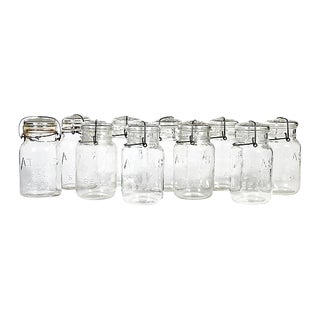 Large Kitchen Glass Canning Jars, Set of 10 For Sale