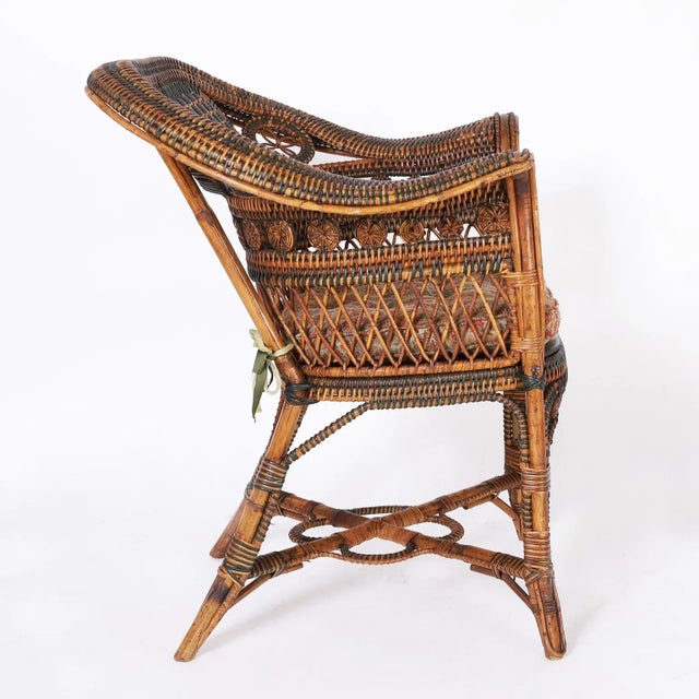 Pair of French Rattan Cafe Chairs For Sale - Image 4 of 12