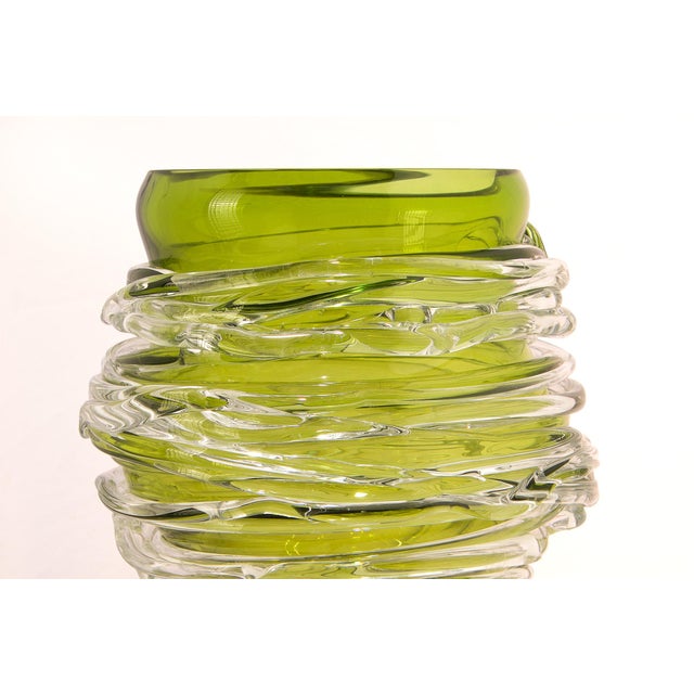 Glass Tamtam Honey Vase in Crystal and Green Glass, 1990s For Sale - Image 7 of 10