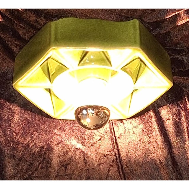 1970s Vintage Wall Lamp in Green Ceramic by Honsel, 1970s For Sale - Image 5 of 8